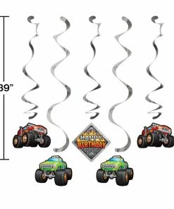 Creative Converting Monster Truck Rally Dizzy Danglers, 5 Ct