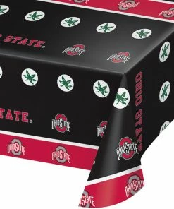 Creative Converting Ohio State University Plastic Table Cover, 54" X 108" NCAA College Themed Party Decorations