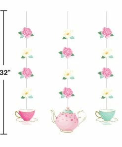 Creative Converting Kids Birthday Party Themes Floral Tea Party Hanging Cutouts, 3 Ct