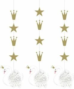 Creative Converting Kids Birthday Party Themes Stylish Swan Hanging Decorations, Pack Of 3
