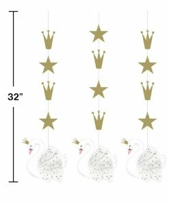 Creative Converting Kids Birthday Party Themes Stylish Swan Hanging Decorations, Pack Of 3