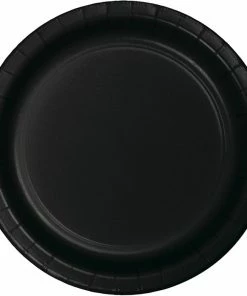 Creative Converting Black Dessert Plates, 8 Ct Solid Color Tableware