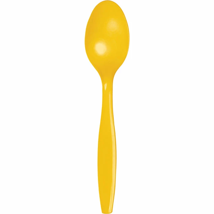 Creative Converting School Bus Yellow Plastic Spoons, 24 Ct