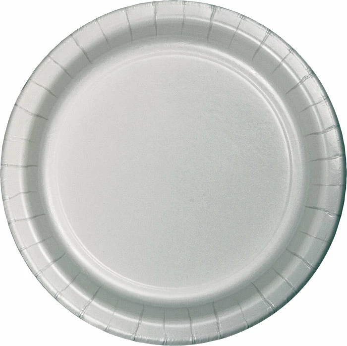 Creative Converting Shimmering Silver Dessert Plates, 24 Ct Solid Color Tableware