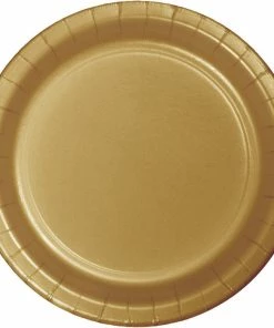 Creative Converting Solid Color Tableware Glittering Gold Dessert Plates, 8 Ct