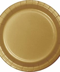 Creative Converting Solid Color Tableware Glittering Gold Dessert Plates, 24 Ct