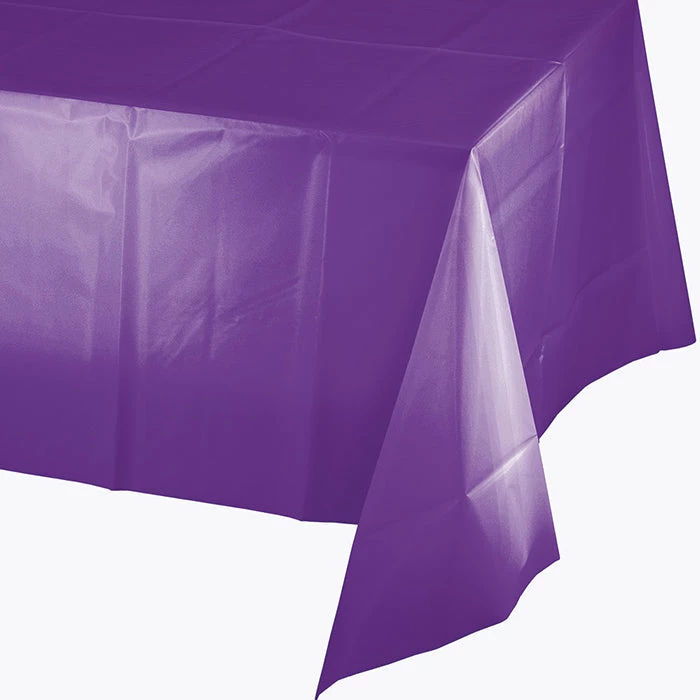 Creative Converting Solid Color Tableware Amethyst Tablecover Plastic 54" X 108"