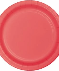 Creative Converting Solid Color Tableware Coral Dessert Plates, 24 Ct