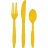 Creative Converting School Bus Yellow Assorted Cutlery, 18 Ct Solid Color Tableware