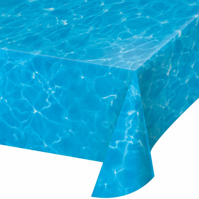 Creative Converting Water Print Plastic Table Cover, 54" X 108"