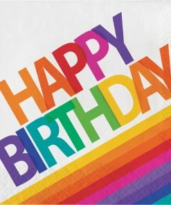Creative Converting Rainbow Birthday Napkins, 16 Ct