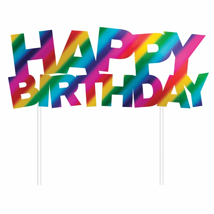 Creative Converting Kids Birthday Party Themes Rainbow Foil Happy Birthday Cake Topper