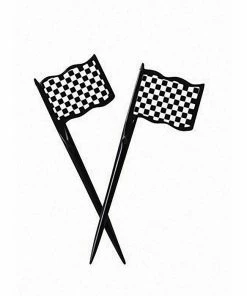 Creative Converting Racing Theme Party Decorations Black And White Check Picks, 12 Ct