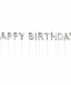 Creative Converting Silver Happy Birthday Pick Candles, 14 Ct Birthday Party Candles