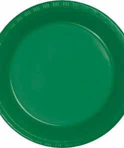 Creative Converting Solid Color Tableware Emerald Green Plastic Dessert Plates, 20 Ct