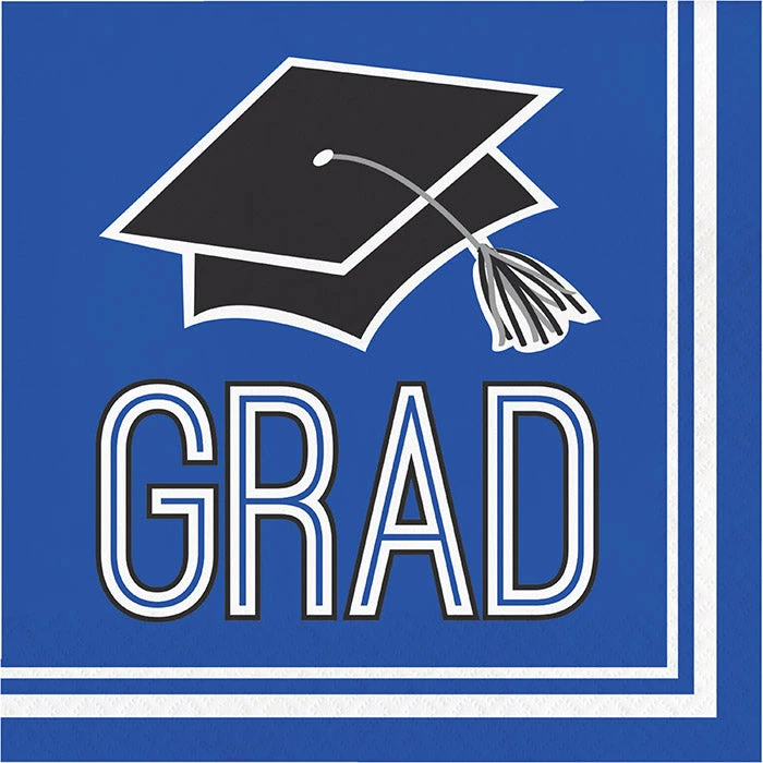 Creative Converting Graduation School Spirit Blue Napkins, 36 Ct Graduation Party Supplies