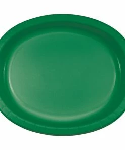 Creative Converting Solid Color Tableware Emerald Green Oval Platter 10" X 12", 8 Ct