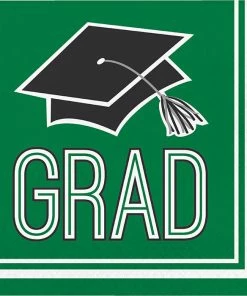 Creative Converting Graduation School Spirit Green Napkins, 36 Ct