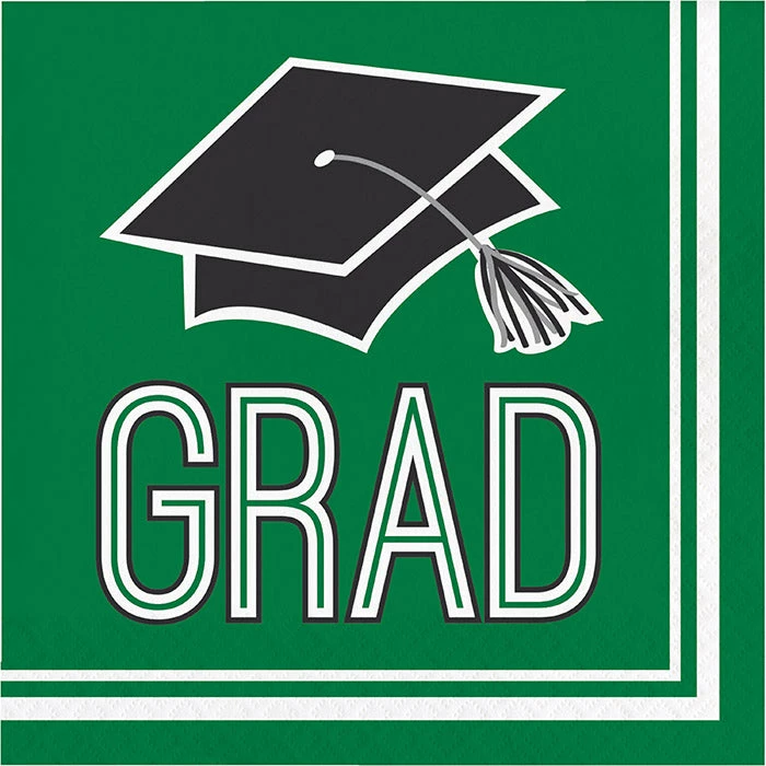 Creative Converting Graduation School Spirit Green Napkins, 36 Ct