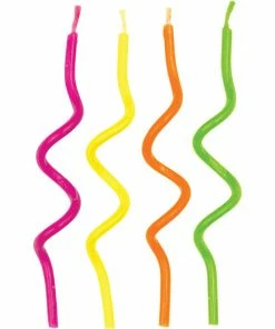 Creative Converting Birthday Party Candles Neon Curly Candles, 12 Ct