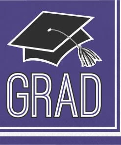 Creative Converting Graduation School Spirit Purple Napkins, 36 Ct