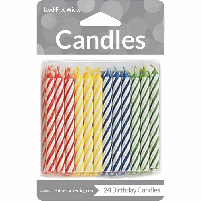 Creative Converting Assorted Primary Color Candles, 24 Ct