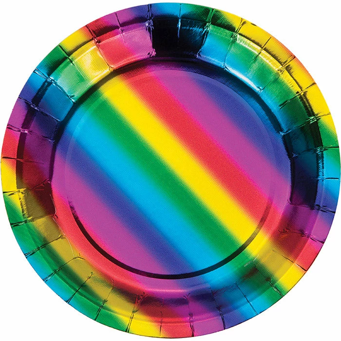 Creative Converting Rainbow Foil Dessert Plates, 8 Ct