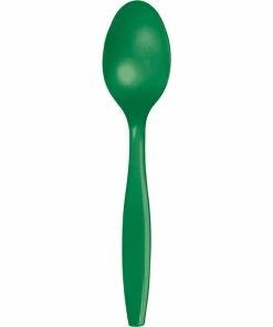 Creative Converting Solid Color Tableware Emerald Green Plastic Spoons, 24 Ct