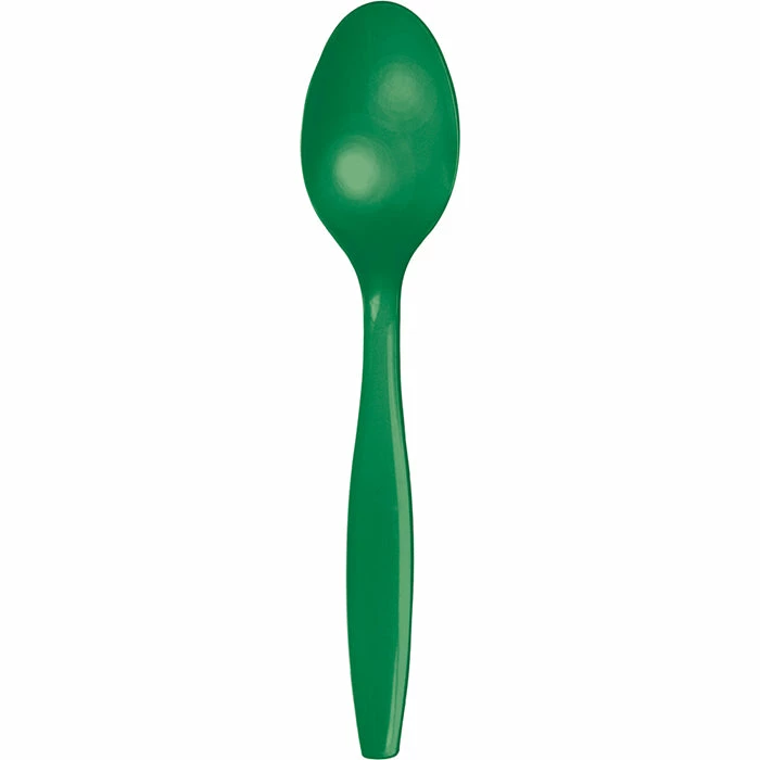Creative Converting Solid Color Tableware Emerald Green Plastic Spoons, 24 Ct