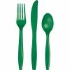 Creative Converting Solid Color Tableware Emerald Green Assorted Cutlery, 18 Ct