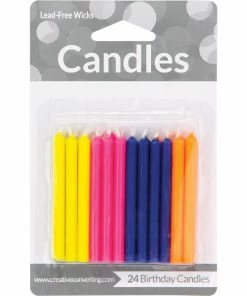 Creative Converting Birthday Party Candles Flourescent Candles, 24 Ct