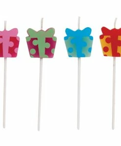 Creative Converting Birthday Party Candles Present Shaped Pick Candles, 4 Ct