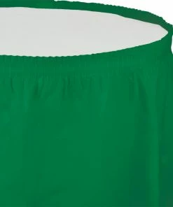 Creative Converting Emerald Green Plastic Tableskirt, 14' X 29" Solid Color Tableware