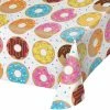 Creative Converting Donut Time Plastic Tablecover All Over Print, 54" X 102" Kids Birthday Party Themes