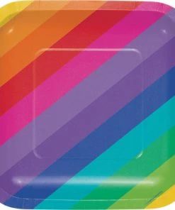 Creative Converting Rainbow Dessert Plates, 8 Ct Kids Birthday Party Themes