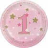 Creative Converting 1st Birthday Party Themes One Little Star Girl 1st Birthday Dessert Plates, 8 Ct