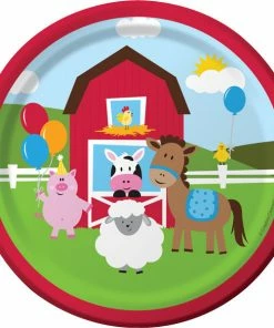 Creative Converting Farm Fun Dessert Plates, 8 Ct Kids Birthday Party Themes