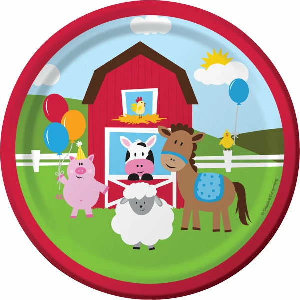 Creative Converting Farm Fun Dessert Plates, 8 Ct Kids Birthday Party Themes