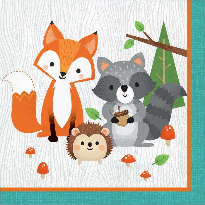 Creative Converting Wild One Woodland Animals Napkins, Pack Of 16