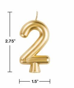 Creative Converting Gold 2 Candle Birthday Party Candles