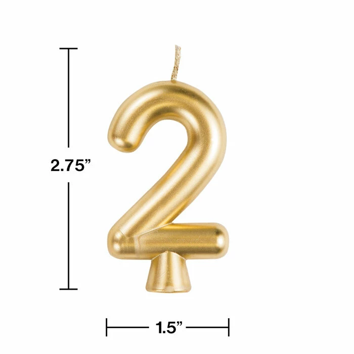 Creative Converting Gold 2 Candle Birthday Party Candles
