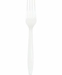 Creative Converting Solid Color Tableware White Premium Plastic Forks, 24 Ct