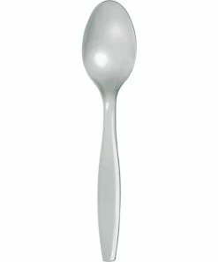 Creative Converting Shimmering Silver Plastic Spoons, 50 Ct Solid Color Tableware