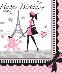 Creative Converting Party In Paris Birthday Napkins, 18 Ct Kids Birthday Party Themes