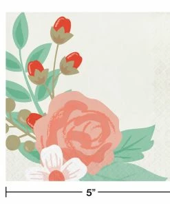 Creative Converting Spring And Floral Themed Decorations Modern Floral Luncheon Napkin, 3 Ply, 16 Ct