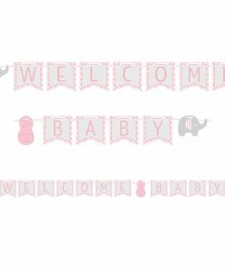Creative Converting Baby Showers Little Peanut Girl Elephant Ribbon Banner