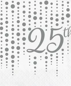 Creative Converting Sparkle And Shine Silver Napkins, 16 Ct Anniversary Decorations