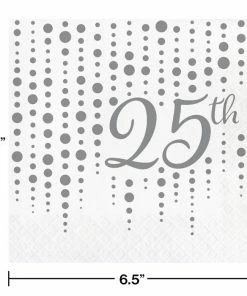 Creative Converting Sparkle And Shine Silver Napkins, 16 Ct Anniversary Decorations