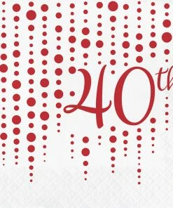 Creative Converting Anniversary Decorations Sparkle And Shine Ruby Napkins, 16 Ct