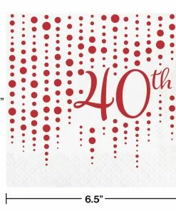 Creative Converting Anniversary Decorations Sparkle And Shine Ruby Napkins, 16 Ct